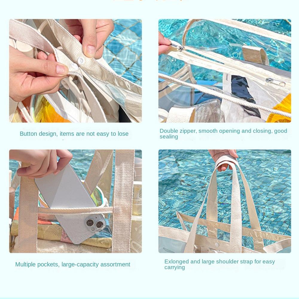 Large Capacity Swimming Storage Bag Waterproof Beach Handbag Simple Transparent Makeup Bag  Fitness