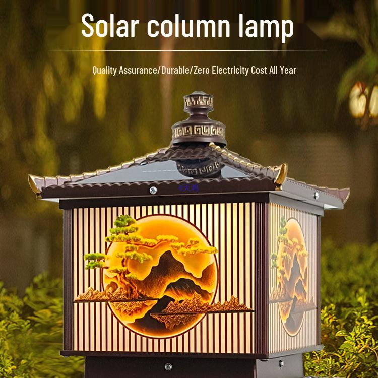 Waterproof Aluminum Solar Post Light for Outdoor Courtyard or Villa Entrance