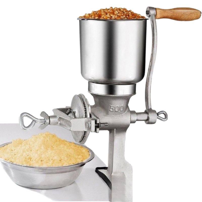 Molinillo Compacto de Hierro Fundido con Manivela para Hierbas, Maíz y Frutos Secos