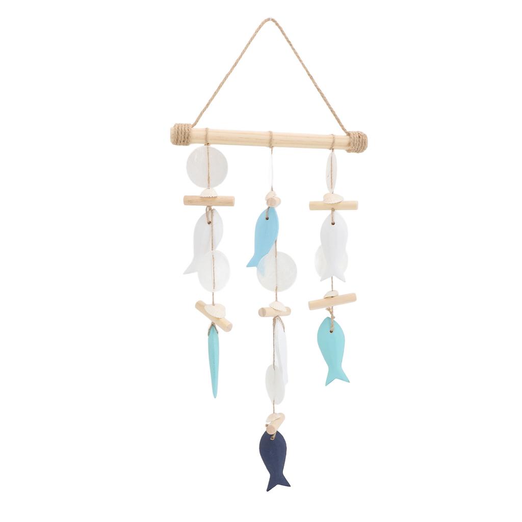 Fisch Windspiel Meeresthema Wandbehang Dekor Massivholz Hanfseil Muschel Fisch Glockenspiel für Zuhause