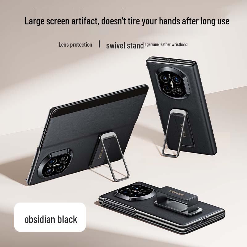 Tianjue Genuine Leather Flip Case with Wrist Strap Stand for Huawei Mate X7