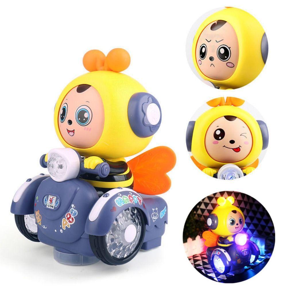 Plastic Bee Face Changing Doll Sound and Light Changing Face Bee Cartoon Car  Boy Children