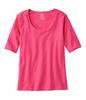 LL Bean Pima Cotton Elbow Scoop US Fit 1000034785 Women's Tee, Sleeves, Neck, Regular, XS, Azalea, Pink,