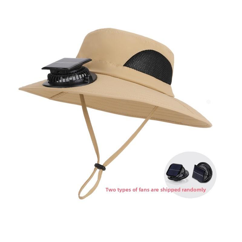 

Летняя шляпа от солнца с солнечным вентилятором, водонепроницаемая, с широкими полями, уличная рыболовная кепка для походов и кемпинга хаки