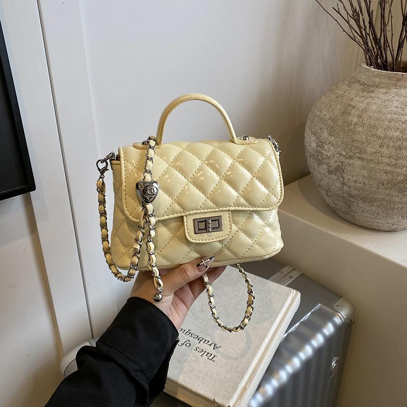 Fashion Rhombus Chain Embroidered Thread Bag Women's New Shoulder Crossbody Temperament Commuter Hand Carry Small Square Bag Tide