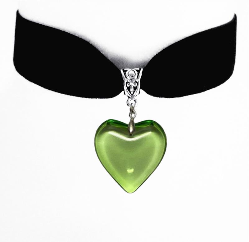 Gothic Deep Red Glass Heart Pendant On Black Velvet Necklace