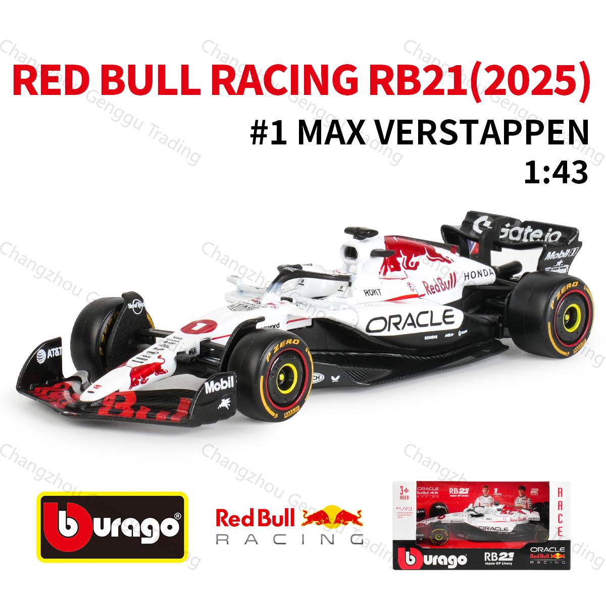Ббураго 1:43 2025 Red Bull RB21 Гран-при Японии F1 Формула 1 Статические литые модели Автомобили Коллекционная модель Гоночный автомобиль Игрушки
