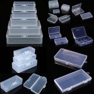 Popular Rectangular Desktop Storage Box with Cover Makeup Organizer Business Card Box Transparent Plastic Storage Container Jewelry Case Beads