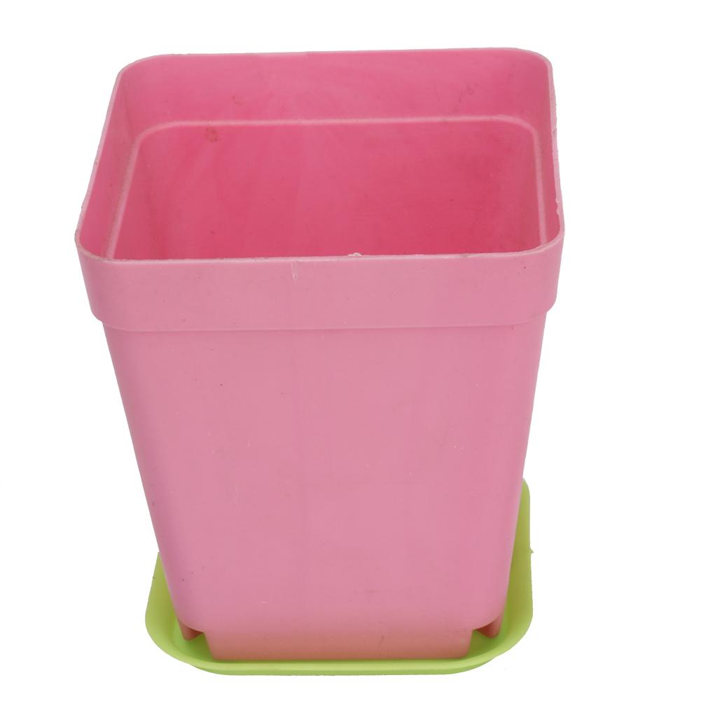 6cm * 6cm Square Plastic Flower Pot Tray Colorful Durable Resin Plant Flower Pot Gloss Planter Home Garden Decoration 5 Pcs