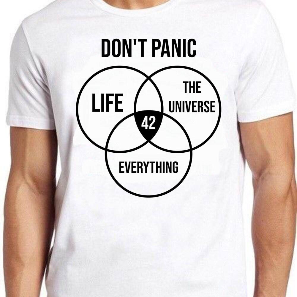 

230GSM 100% Cotton T-Shirt 42 The Answer To Life The Universe & Everything Science Poster Meme Gift Funny Unisex Gamer Cult Movie Music Tee T Shirt 62 XS белый