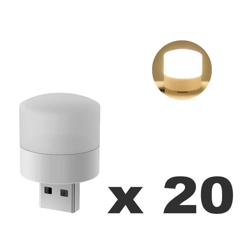 USB Plug Night Light Warm White Bedside Night Lamp LED Lights Mini Bedroom USB Plug Power Charging Eye Protection Reading Light