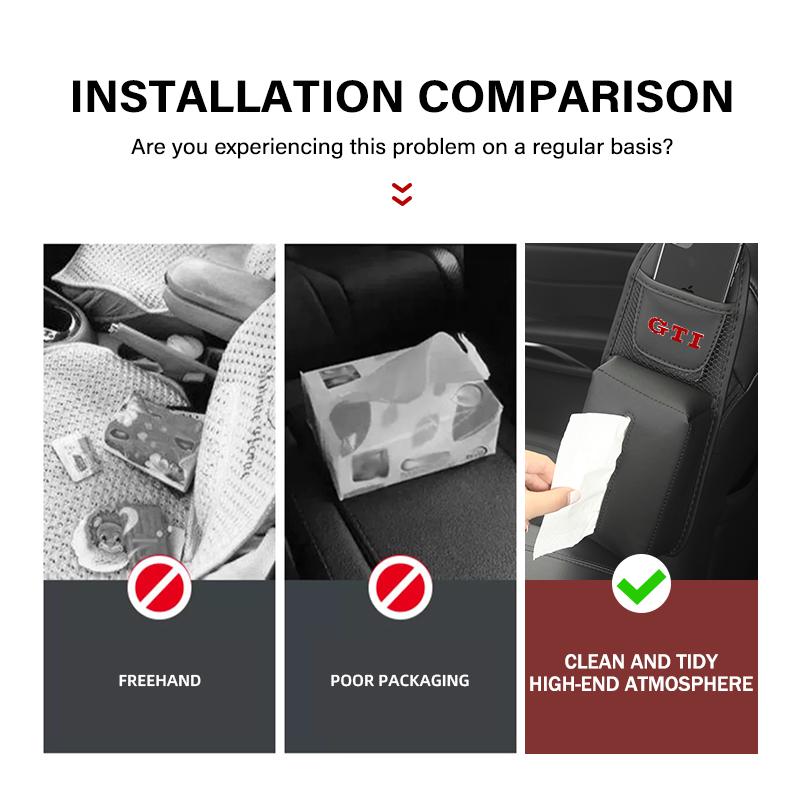VFHJQ1 For Volkswagen VW Car Holder Between Seats Mutifuntional Middle Storage Bag Hanging GTI Tiguan Passat B5 B6 B7 CC Jetta MK5 MK6