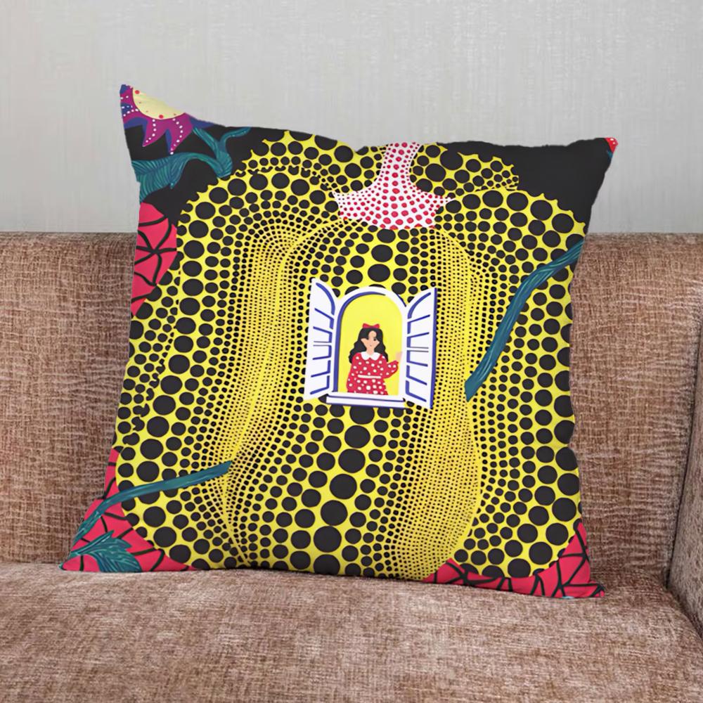 Pumpkin Yayoi Kusama Art Pillow Case For Home Bedroom Car Office Decoration Living Room Sofa Cushion Cover Suitable