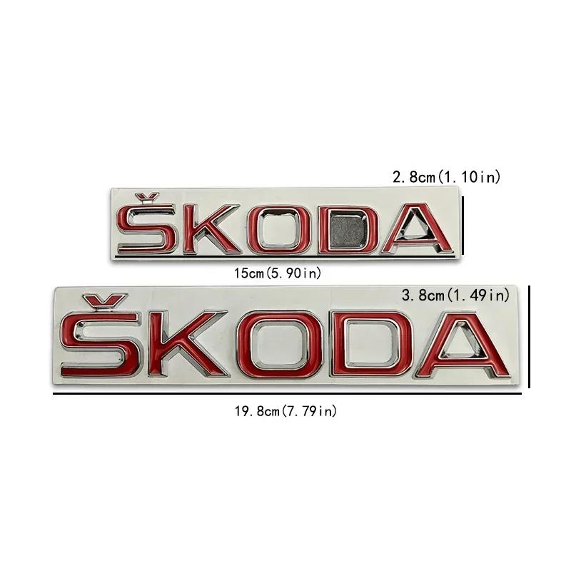 ZDVK6 Metal Rear Trunk Emblem for Skoda Logo VRS Yeti Octavia Kamiq Kodiaq Karoq Superb Fabia Rapid Car Logo Stickers Badge Decals