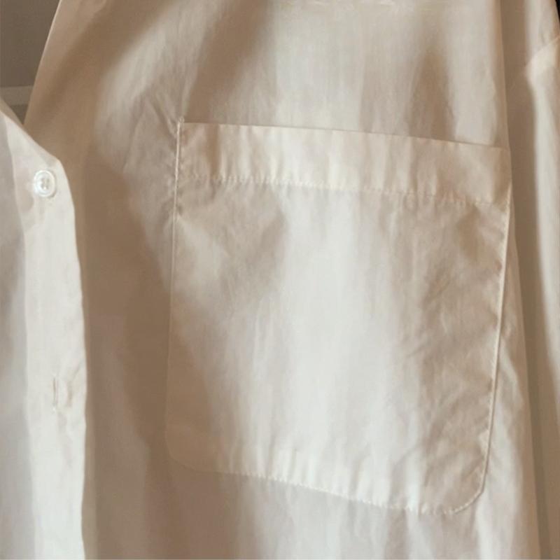 Spring and Summer Solid Casual White Shirt Women Fashion Long Sleeve Simple Loose Blouse Women Button Up Turn Down Collar Office Lady Shirts Top 25664