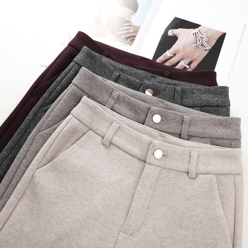 Women's 2024 New Autumn/Winter High-Waist Slimming Woolen Wide-Leg Casual Pants