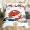 Japanese Style Crane Duvet Cover Set Full SizeExotic Red Sun Sea Waves Bedding SetsVintage Ukiyoe Traditional Comforter Cover