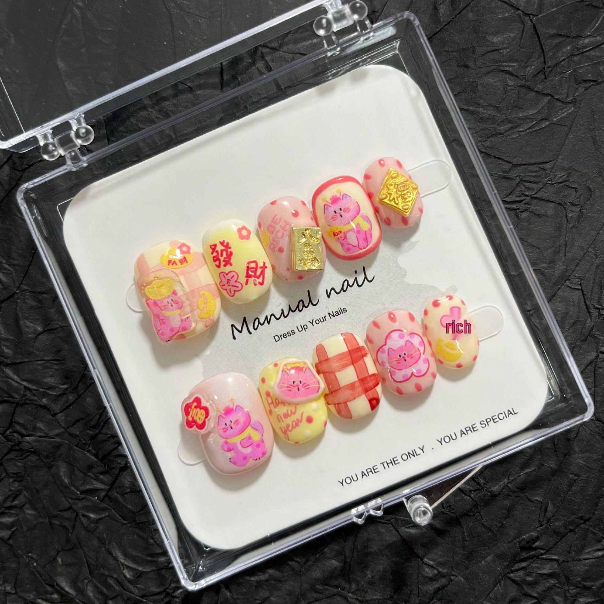 Handmade Cartoon Girl Wearable Nail Art Stickers A647 Medium