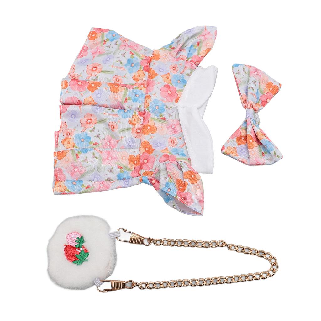 Plush Doll Clothes Cotton and Cloth Bow Tie 20cm Plush Doll Outfits Dress with Strawberry Bag 3