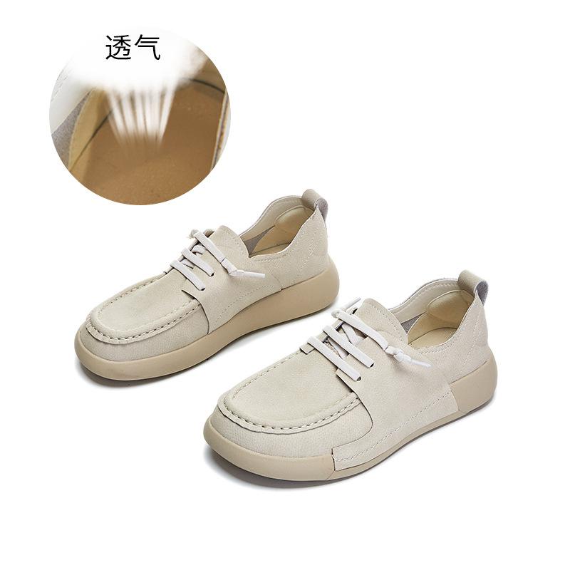 Leather Casual Single Shoes Women's 2025 Spring New Platform Commuting Small Leather Shoes Women's Retro Women's Shoes Comfortable Flat Shoes