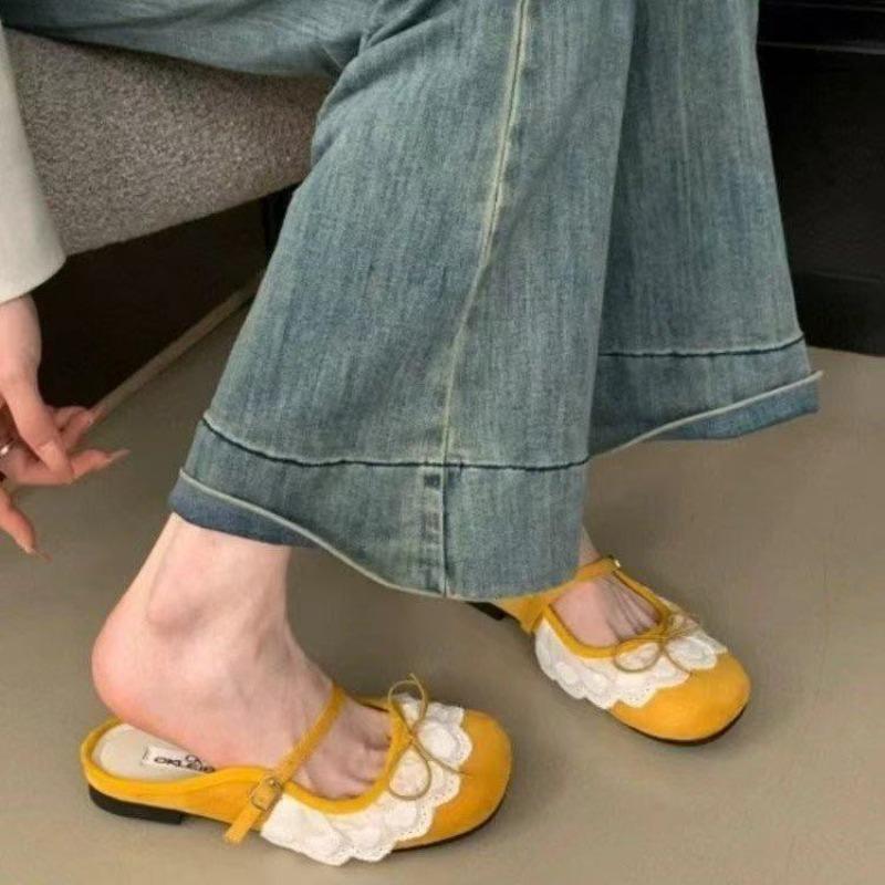 Hot Selling 2025 New Summer Fashion Lace Mules Women Slippers Casual Dress French style Singbacks Slides Ladies Slip On Shoes