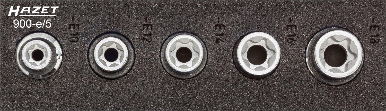 

HAZET Torx Socket Spanner Set 172 x 50mm E18 Torx Set of 5 Japanese Import E10, E12, E14, E16, [Regular Product] 900-E/5