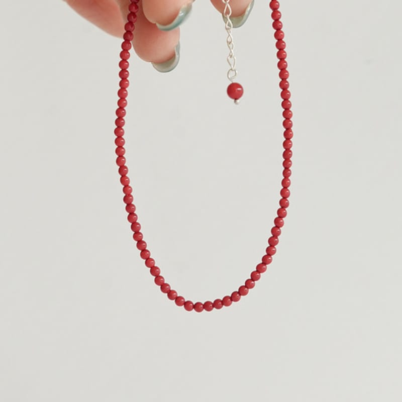 modernlike silver 925 coral red pearl anklet 2mm