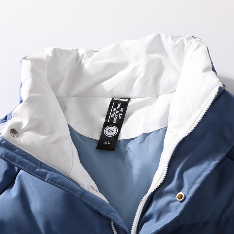 Damski zimowy modny płaszcz bawełniany z pikowaniem, gruby płaszcz bawełniany dwurzędowy, ciepła kurtka bawełniana w amerykańskim stylu ze stójką, krótka