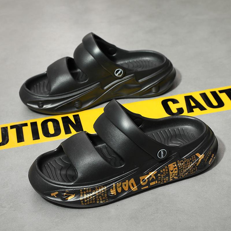 Slippers men's 2025 new summer men's exercise wind stepping on shit feeling driving dual-purpose beach one-word cool slippers