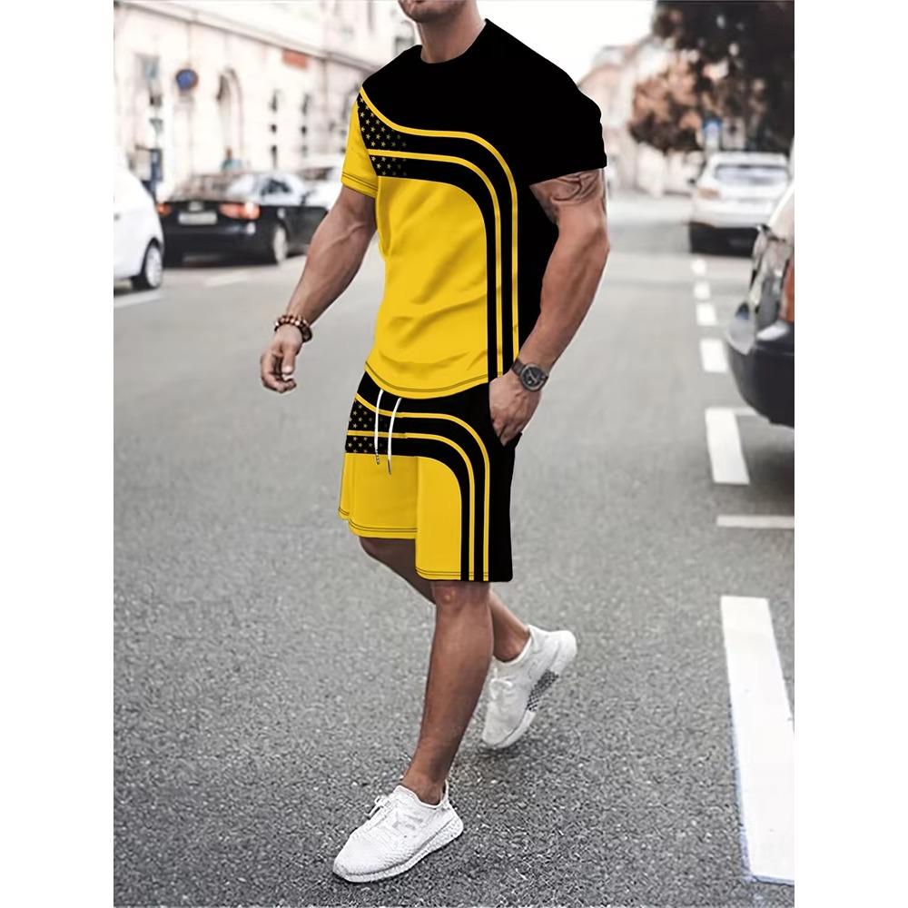 New men's outdoor running shorts for summer 2025, street fashion casual loose and comfortable T-shirt with soft and comfortabl