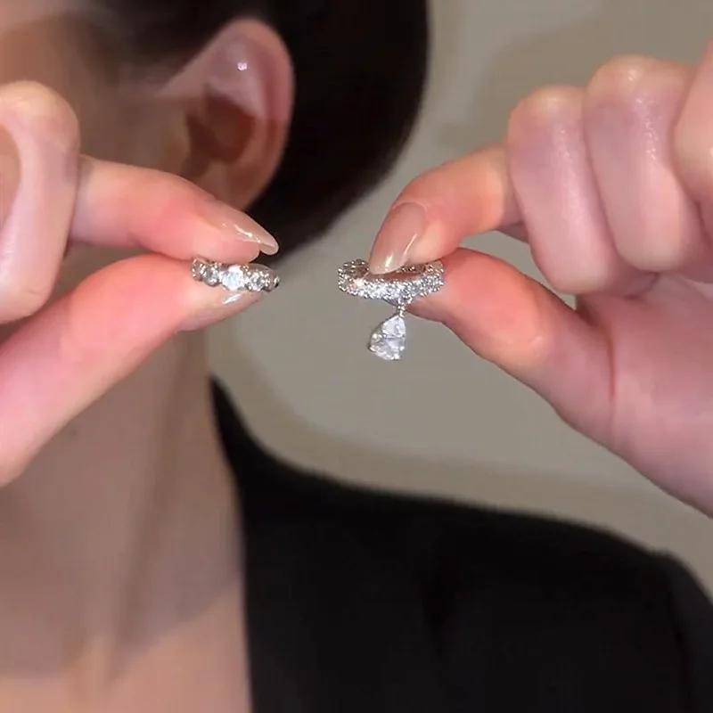 Zilverkleurige Zirkonia Parel Clip-On Oorbellen voor Vrouwen Geometrische Ear Cuff Zonder Piercing Meisjes Sieraden Cadeaus