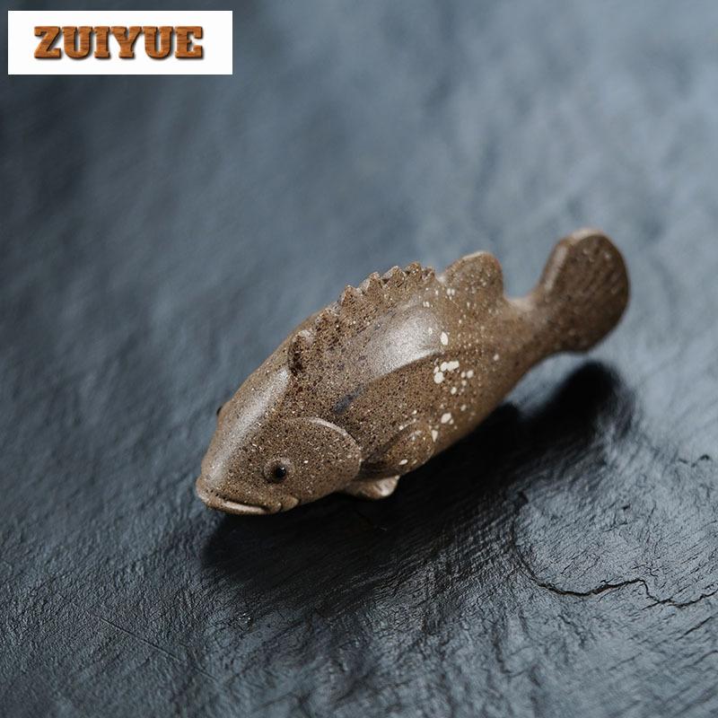 Purple Clay Shark Grouper Tea Pet Aesthetic Fish Tank Landscaping Tea Figurine Play Toys Tea Zisha Statue Ornaments Tea Items