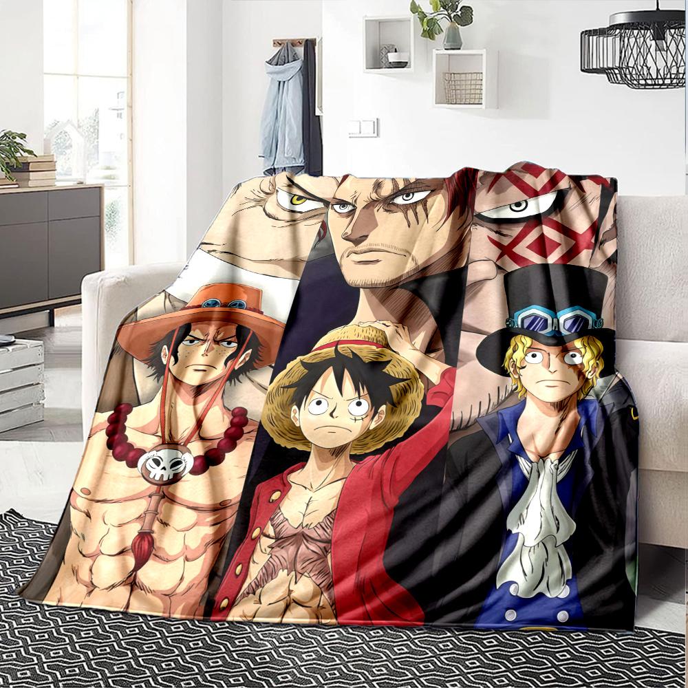 1PC One Piece Monkey D Luffy Patterned Flannel Blanket Suitable For All Seasons For Home Decor Warmth And Comfort Gifts Holiday Present