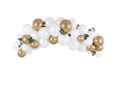 PartyDeco Balloon Garland WHITE AND GOLD 200cm / 60 Pcs