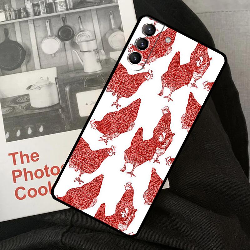 Cartoon Chicken Rooster Phone Case For Samsung Galaxy S23 S22 S24 Ultra S20 S21 S24 FE S9 S10 Plus Note 10 20 Ultra