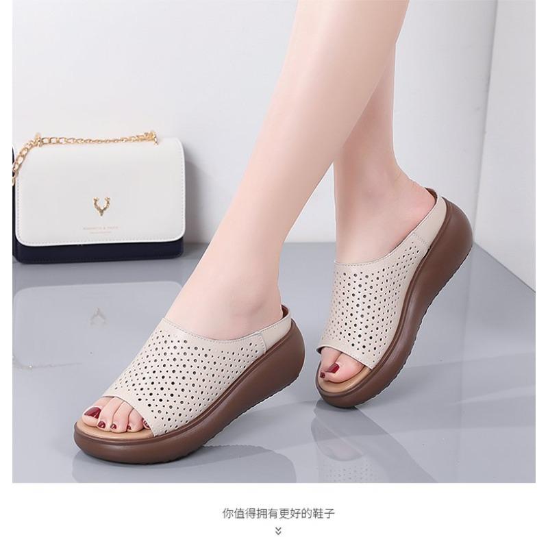 

Hollow platform slippers fashion fish mouth open toe shake bottom muffin heel women s shoes large size shoes 40