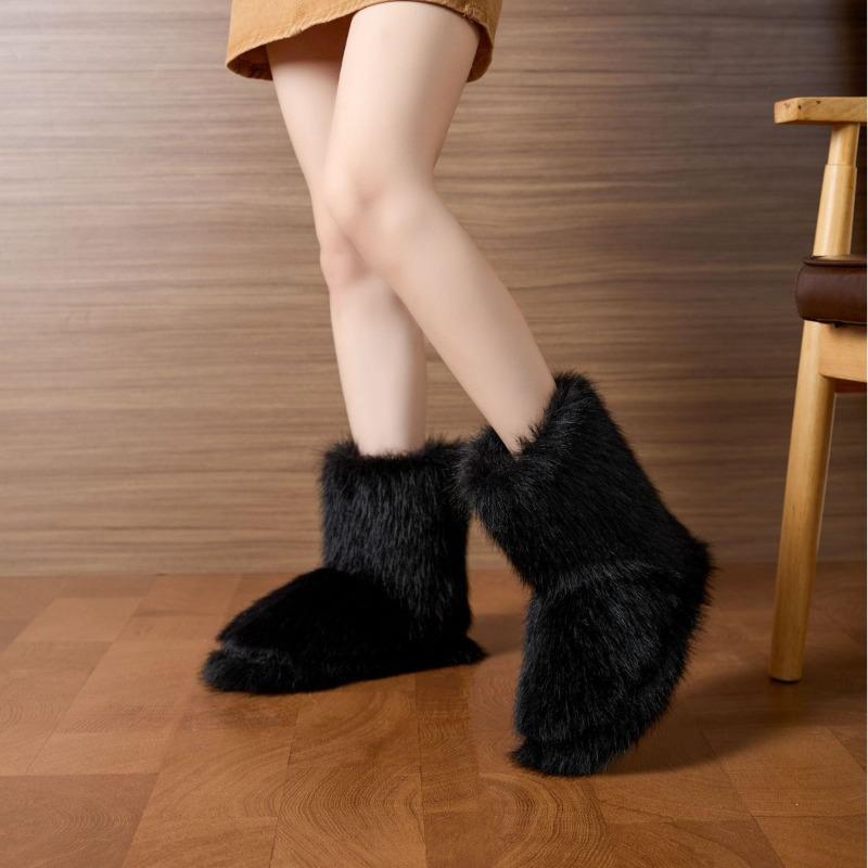 Long-haired boot cover autumn and winter plush warm cotton shoes women's hot-selling fashion cotton slippers new