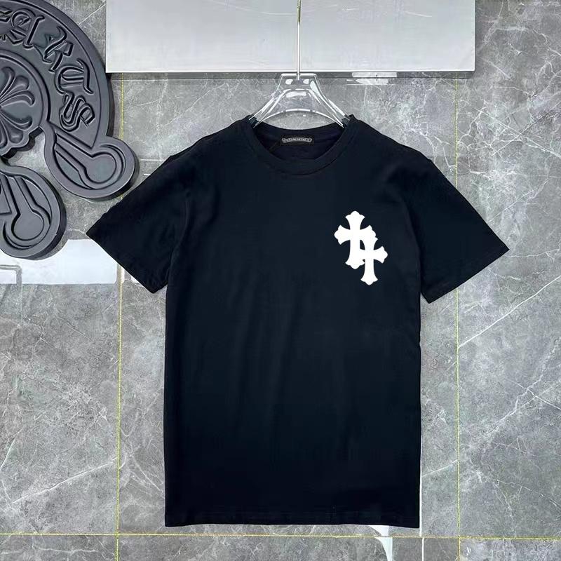D44 CHROME HEARTS Summer New High Quality Cotton Round Neck Loose Large Size Men's and Women's T-shirt Couple T-shirt
