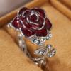 Luxurious Sparkling Zircon Red Rose Flower Ring, Suitable As A Jewelry Gift for Valentine's Day Parties To Give To Girlfriends