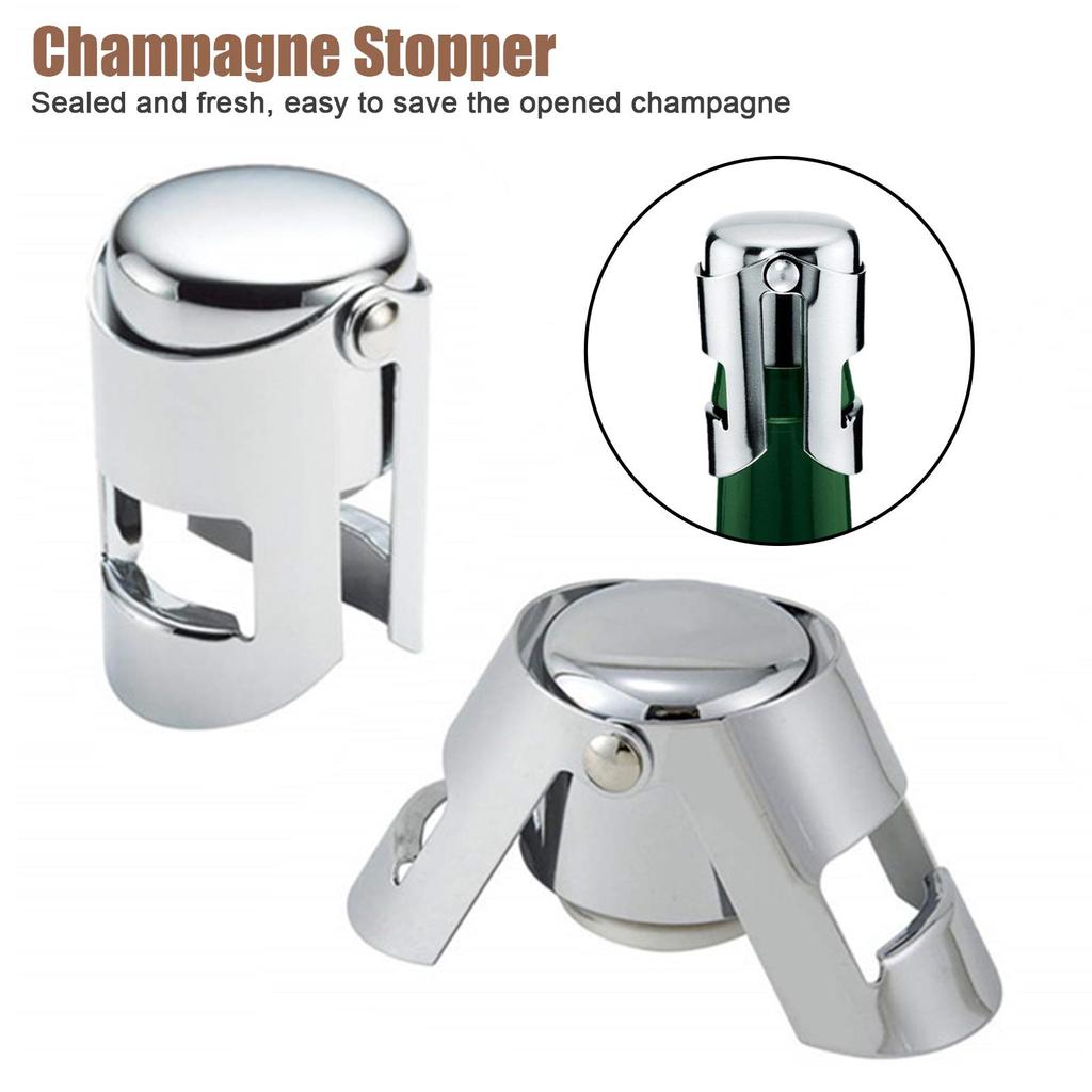 1/2/3pcs Champagne Stopper with Stainless Steel Champagne Bottle Stopper with Food Grade Silicone Reusable Champagne Cork 7