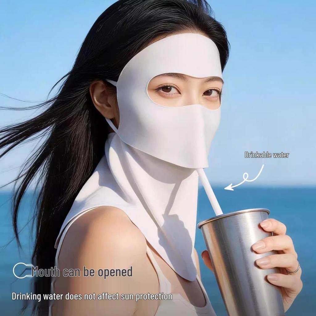 Damen UV-Schutz Gesichtsmaske: Eis-Seide, Atmungsaktiv, Sonnenschutz, Hohe Optik, Augenecken-Schutz