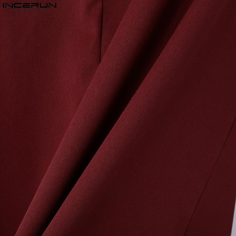 INCERUN Men Lapel Neck Blazer Long Sleeve One Button Thin Coats
