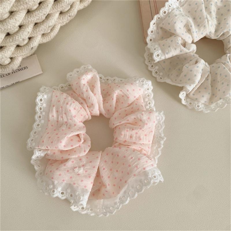 Dot Lace Hair Bands Elastic Scrunchies For Women Fashion Hair Accessories Statement Hairpiece Ponytail Holder