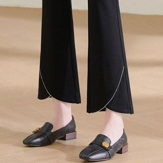 

Women s Black High-Waisted Micro-Flare Pants: Slimming, Elastic, Petite, Nine-Point Length, New Summer Arrival S (Suggest 80-95 jin)