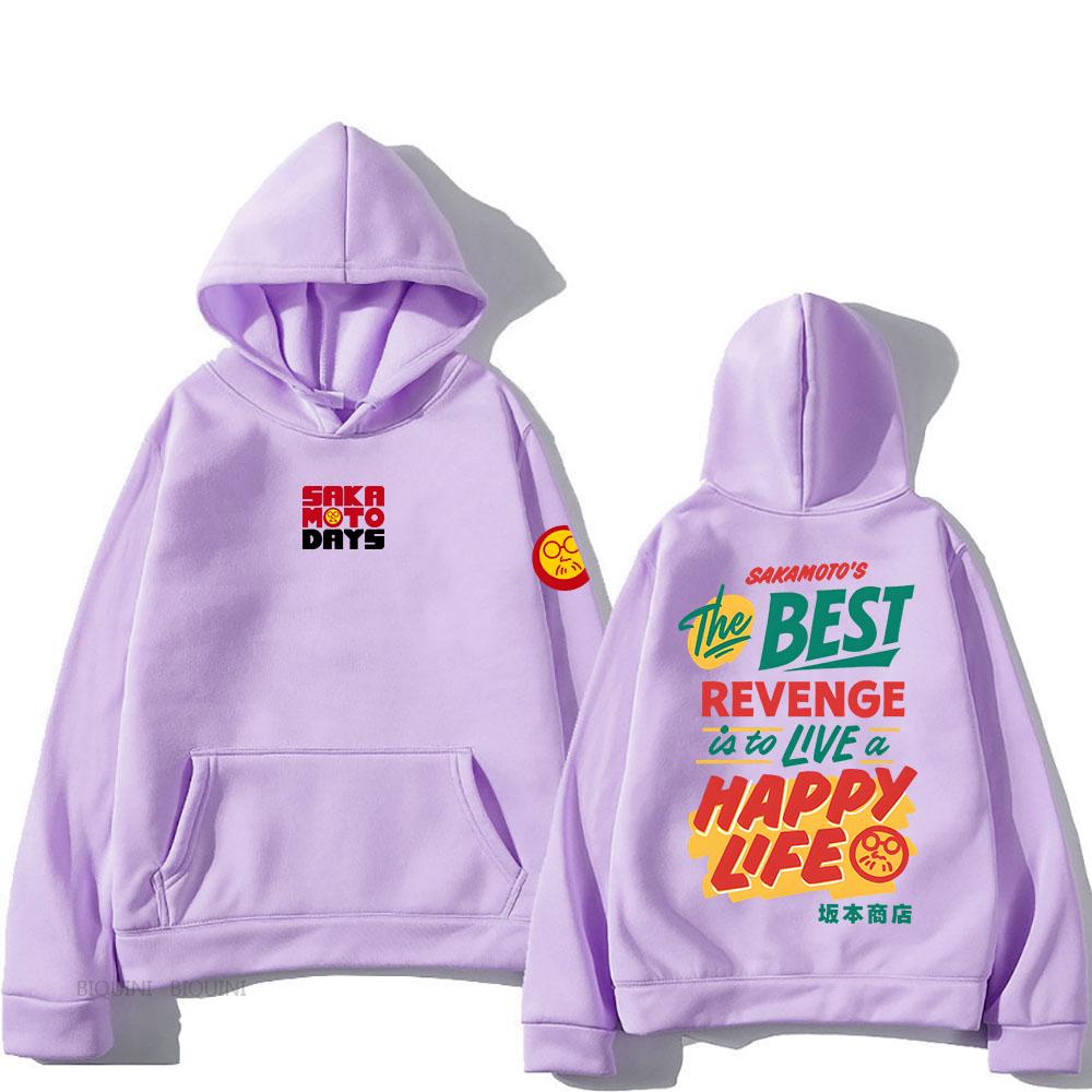 Live A Happy Life SakamotoDays Hoodies Casual Long Sleeve Fleece Sweatshirts Hooded Men Women Pullovers Anime Graphic Clothing