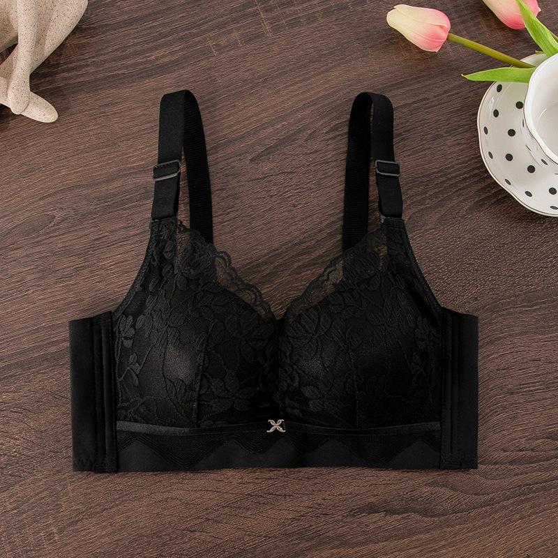 Lace thick cup bra, gather small breasts, close secondary breasts, adjust bra without steel ring thickening