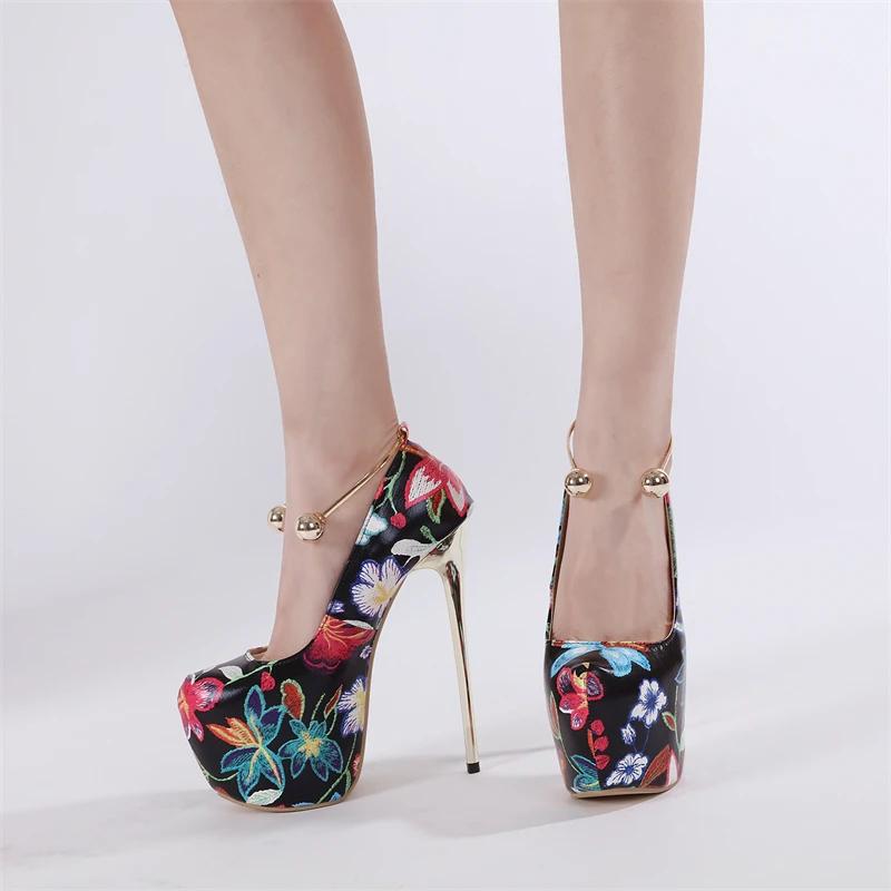 Fashion Eilyken Spring Print Flower Platform Woman Pumps Sandals Sexy Extreme Stiletto High Heels Nightclub Party Strippers  Shoes
