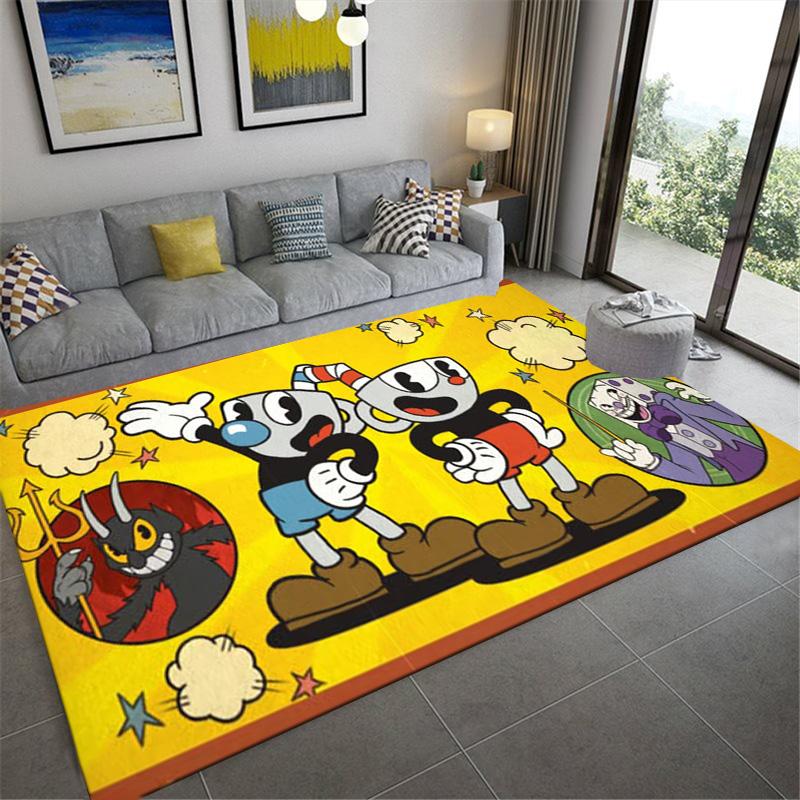 Cuphead Game Carpet Rug for Living Room Bedroom Home Sofa Decoration,Kids Play Non-slip Floor Mat