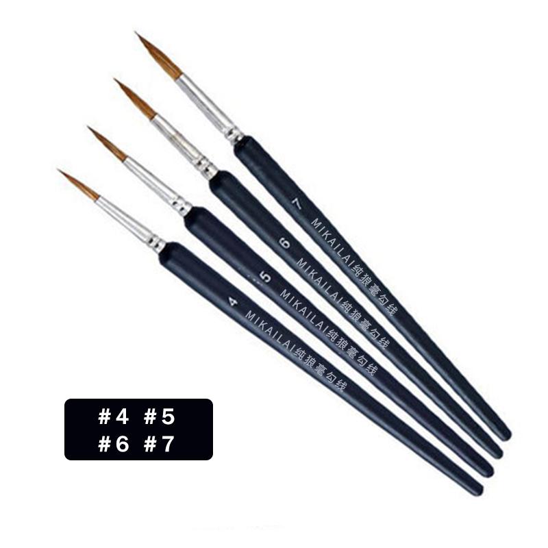 MIKAILAN Wolf Hair Paint Brush Fine Hand-painted Hook Line Pen Round Tip Miniature Brush For Drawing Gouache Oil Painting Brush