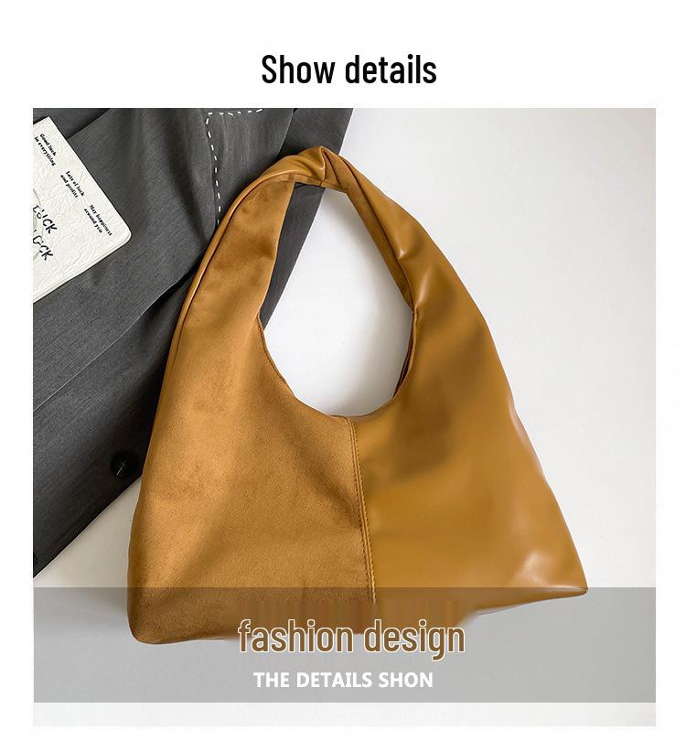 Damen Tragetasche mit großem Fassungsvermögen - Winter 2025 Schlichte Mode, vielseitige Colorblock-Schulter- und Achseltasche